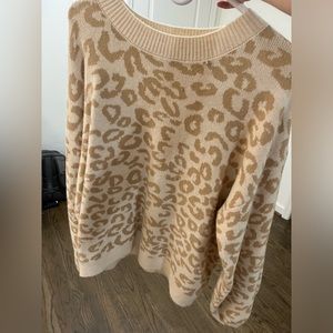 Gilli sweater, cheetah print, size L, cream/tan